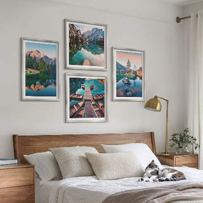 Multi-piece wall decor set Mountain lakes reflection forest