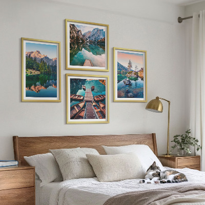 Multi-piece wall decor set Mountain lakes reflection forest