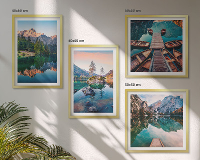 Multi-piece wall decor set Mountain lakes reflection forest