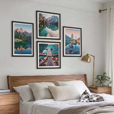Multi-piece wall decor set Mountain lakes reflection forest