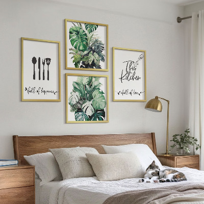 Wall art set Kitchen utensil patterns leaves