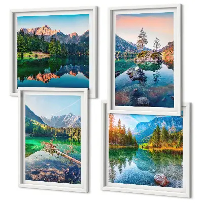 Mountain lakes nature landscape wall art set of 4 pieces