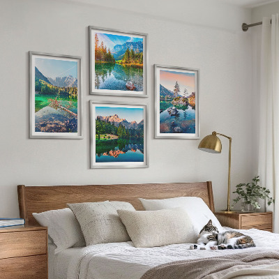 Set of 4 wall art pieces Mountain lakes nature landscape