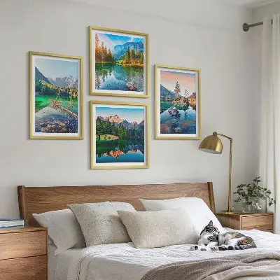 Mountain lakes nature landscape wall art set of 4 pieces