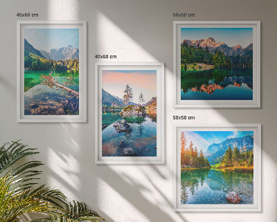 Set of 4 wall art pieces Mountain lakes nature landscape