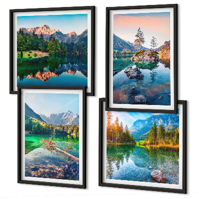 Set of 4 wall art pieces Mountain lakes nature landscape
