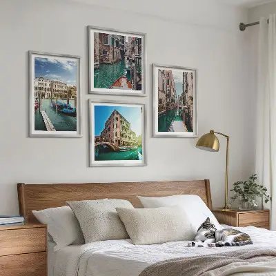 Multi-piece wall decor set featuring Venice canal architecture