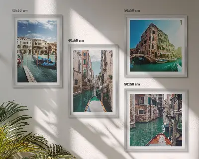 Multi-piece wall decor set featuring Venice canal architecture