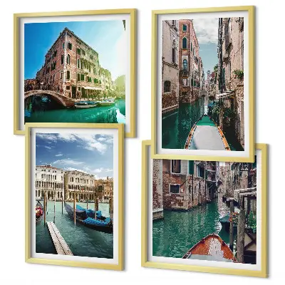 Multi-piece wall decor set featuring Venice canal architecture