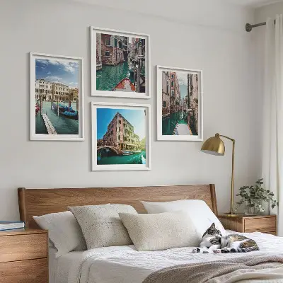 Multi-piece wall decor set featuring Venice canal architecture