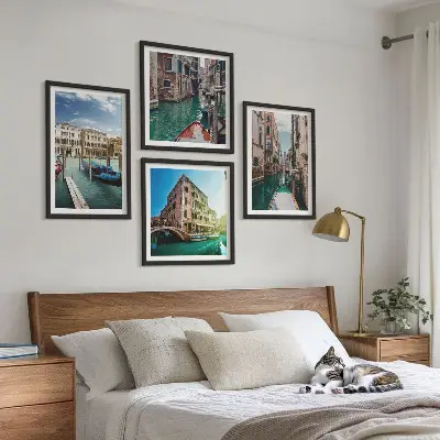 Multi-piece wall decor set featuring Venice canal architecture