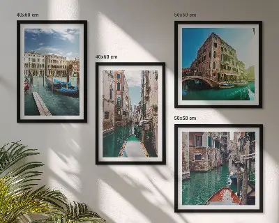 Multi-piece wall decor set featuring Venice canal architecture
