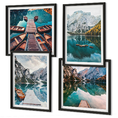 Multi-piece wall decor set Lake, bridges, mountains