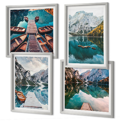 Multi-piece wall decor set Lake, bridges, mountains