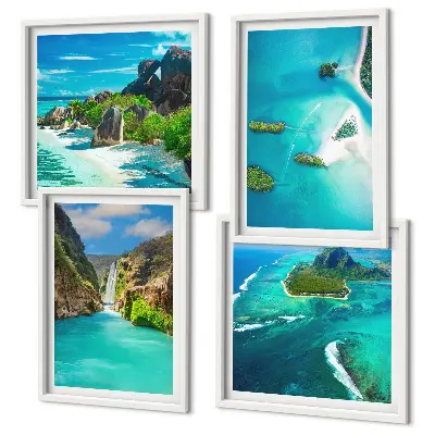 Wall art set featuring tropical turquoise islands