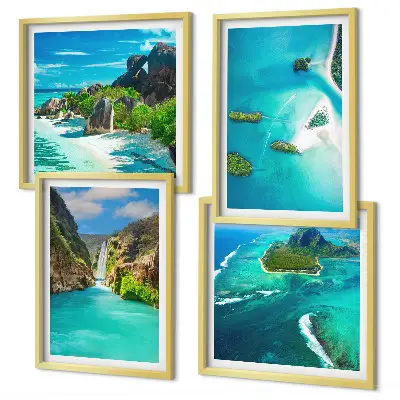 Wall art set featuring tropical turquoise islands
