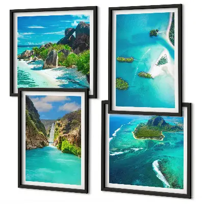 Wall art set featuring tropical turquoise islands