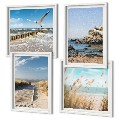 Multi-piece wall decor set beach wooden path and cliffs scene