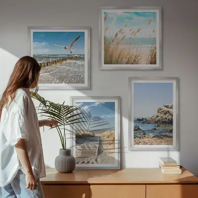 Multi-piece wall decor set beach wooden path and cliffs scene