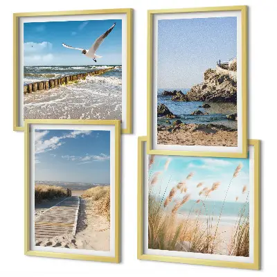 Multi-piece wall decor set beach wooden path and cliffs scene