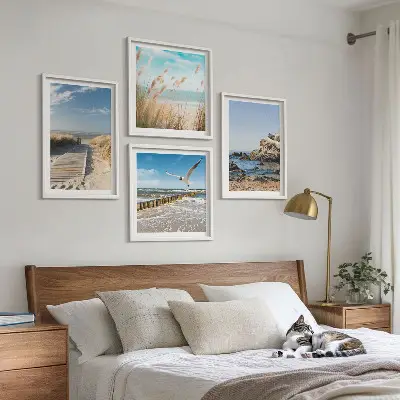 Multi-piece wall decor set beach wooden path and cliffs scene