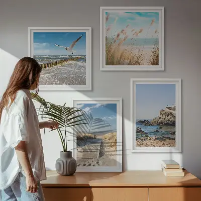 Multi-piece wall decor set beach wooden path and cliffs scene