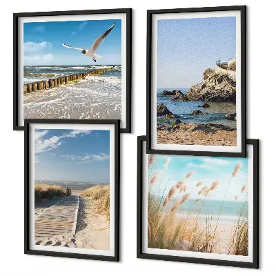 Multi-piece wall decor set beach wooden path and cliffs scene