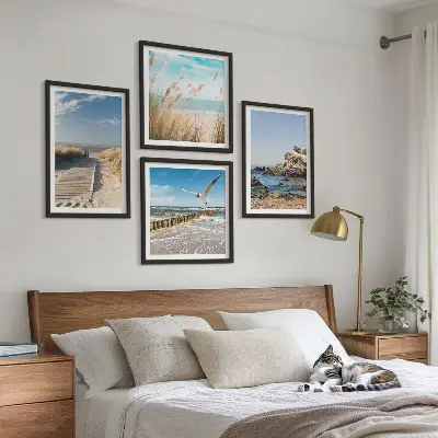 Multi-piece wall decor set beach wooden path and cliffs scene