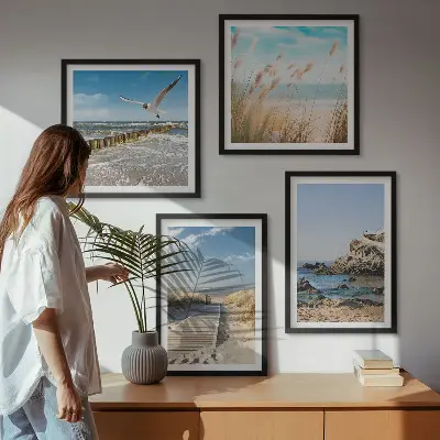 Multi-piece wall decor set beach wooden path and cliffs scene
