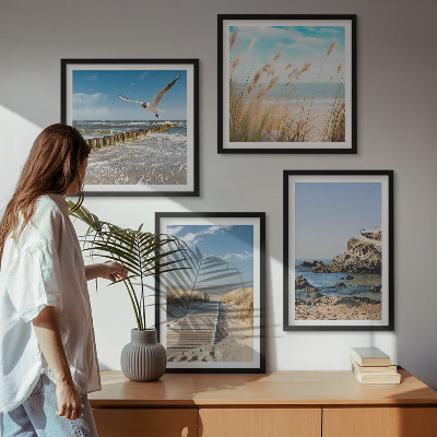 Multi-piece wall decor set Beach wooden path cliffs