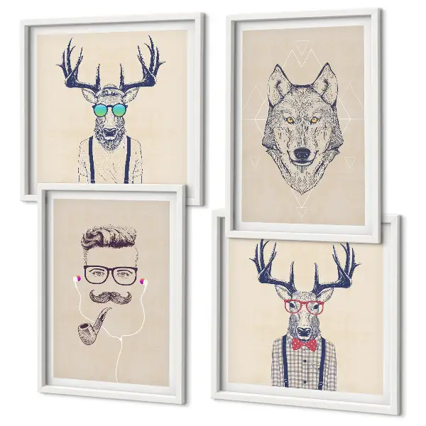 Animal portrait wall art set stylish artistic prints