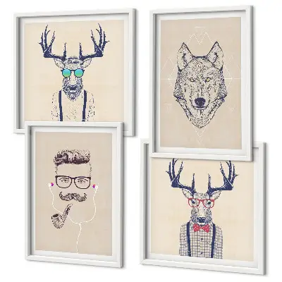Wall art set Stylish animal portraits