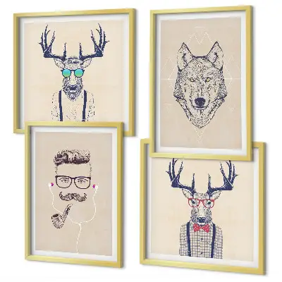 Wall art set Stylish animal portraits