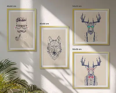 Animal portrait wall art set stylish artistic prints