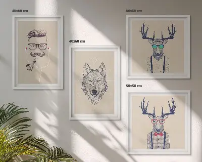 Animal portrait wall art set stylish artistic prints