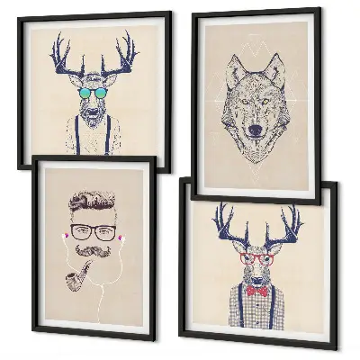 Animal portrait wall art set stylish artistic prints