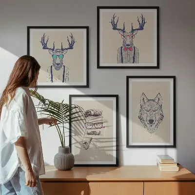 Animal portrait wall art set stylish artistic prints