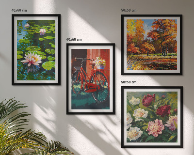 Set of 4 wall art pieces Autumn Colors Lily Pond