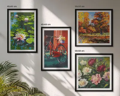 Autumn Colors Lily Pond wall art set of 4 pieces