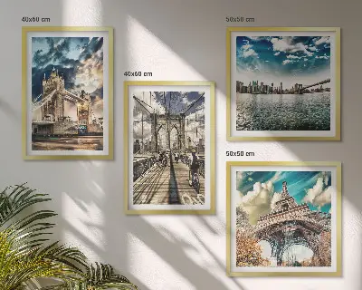 Multi-piece wall decor set Tower bridges in European cities