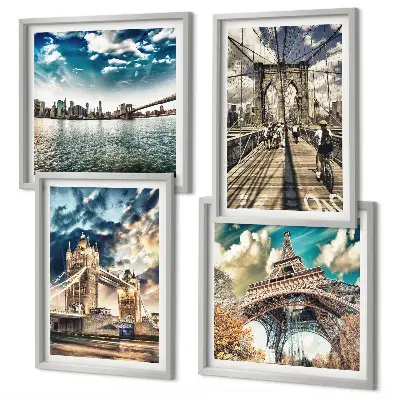 Multi-piece wall decor set Tower bridges in European cities