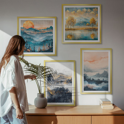 Wall art set Painted abstractions of nature