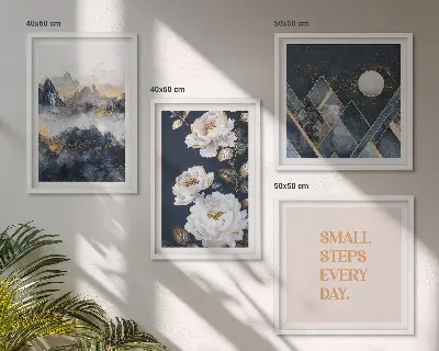 Abstract Mountain and Flower Wall Art set of 4 pieces