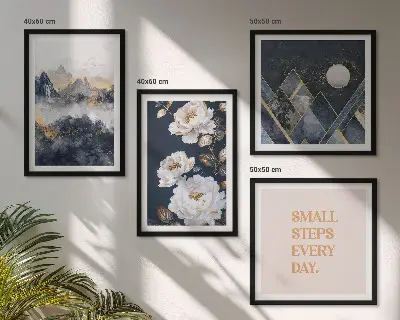 Set of 4 wall art pieces Abstract Mountains Flowers Inspiration