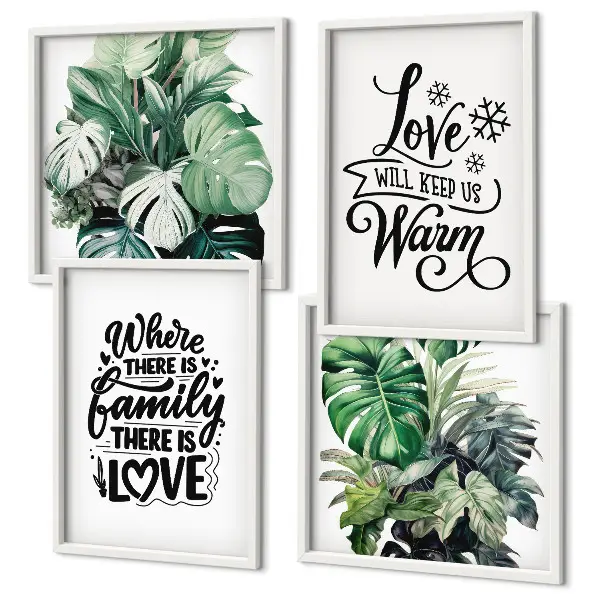 Multi-piece wall decor set featuring family love home watercolor art