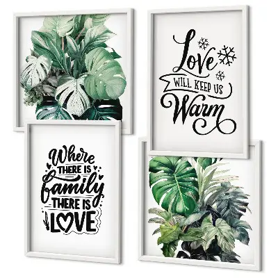 Multi-piece wall decor set featuring family love home watercolor art