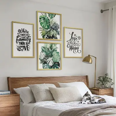 Multi-piece wall decor set featuring family love home watercolor art