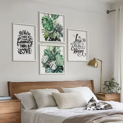 Multi-piece wall decor set featuring family love home watercolor art