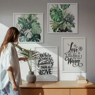 Multi-piece wall decor set featuring family love home watercolor art