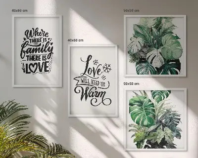 Multi-piece wall decor set featuring family love home watercolor art